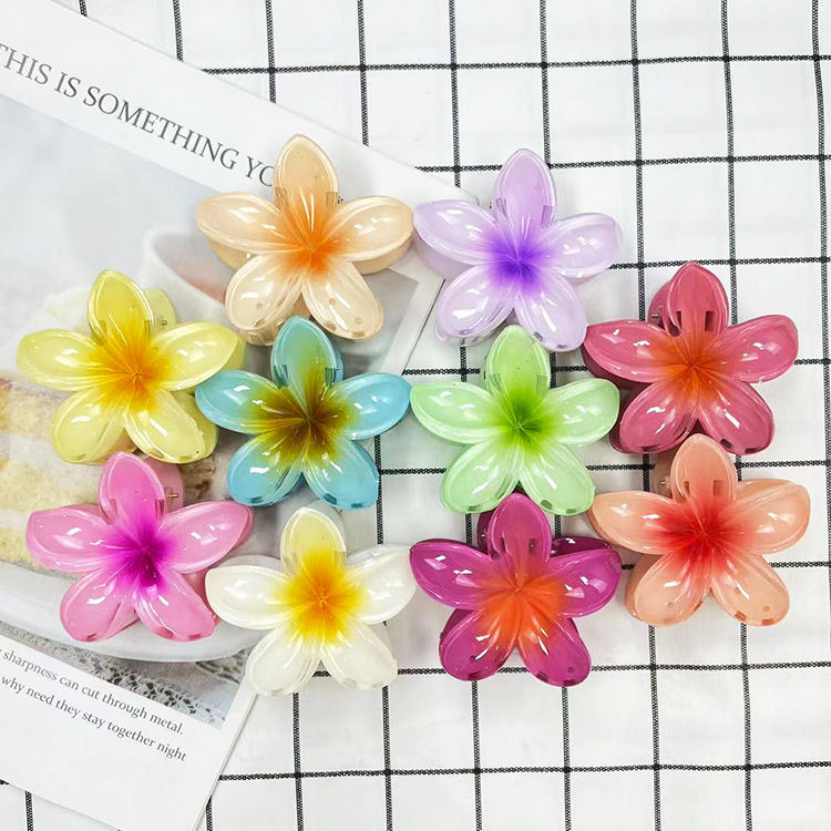 Cross-border egg flower gripper gradient candy color Flower Fashion holiday hot sale back head updo shark clip hair accessories_voghion.com