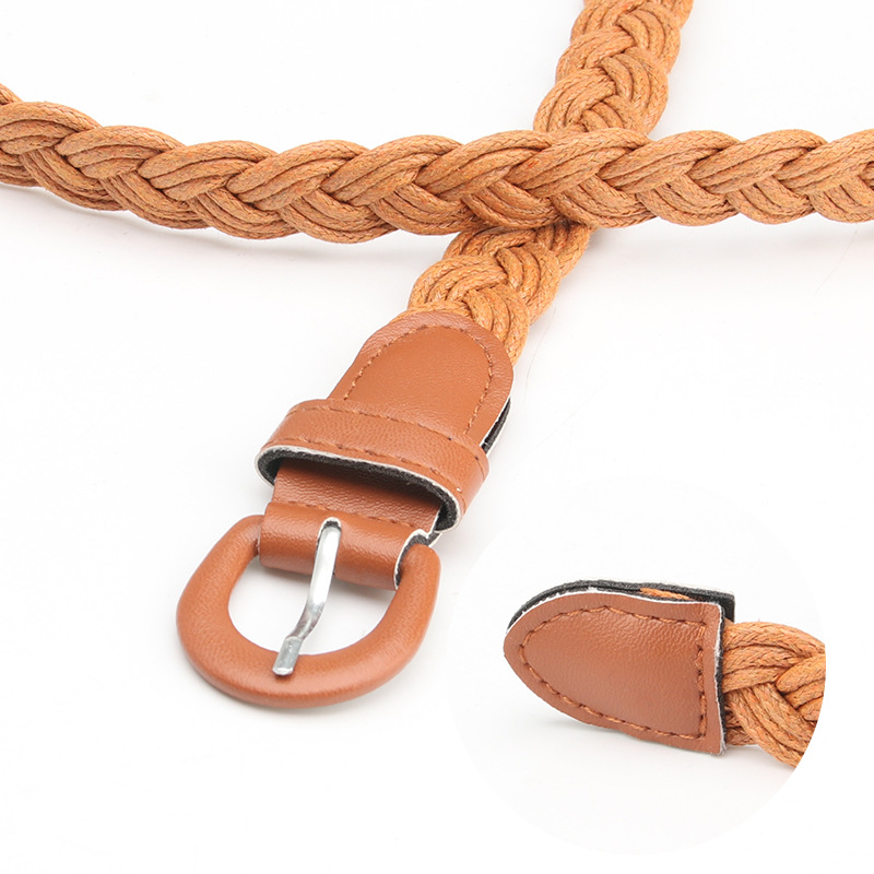 New Vintage Mori Women's Twist Woven Wax Rope Pin Buckle Women's Belt Casual All-match Korean Dress Decorative Belt