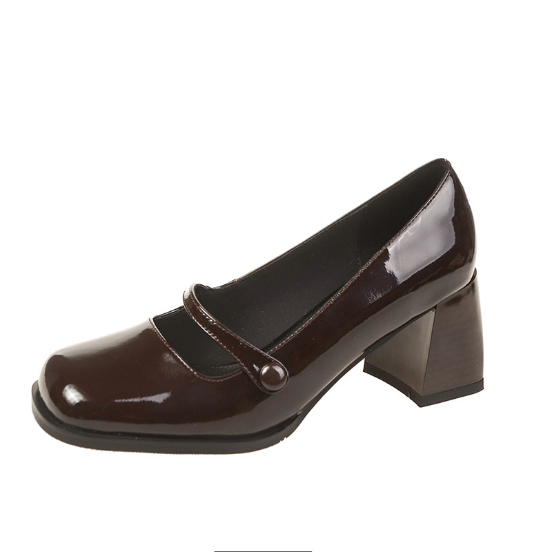 British Small Leather Shoes for Spring 2023 New Retro Temperament Single-layer Shoes All-match Casual Square Toe Dress High-heeled Shoes for Women