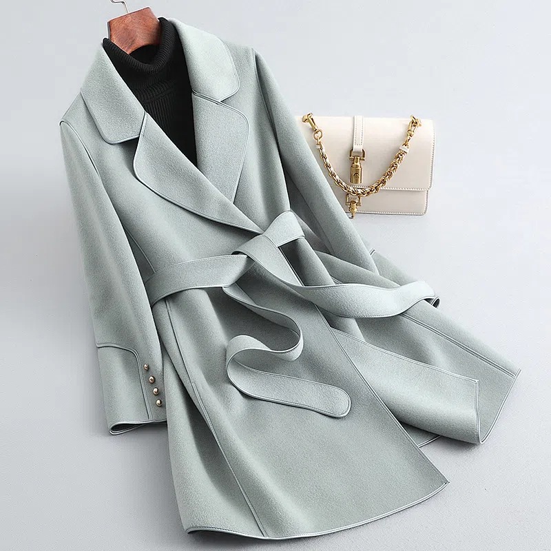 Korean style woolen coat for women 2023 autumn and winter New Western style age-reducing mid-length double-sided wool coat for women fashion_voghion.com