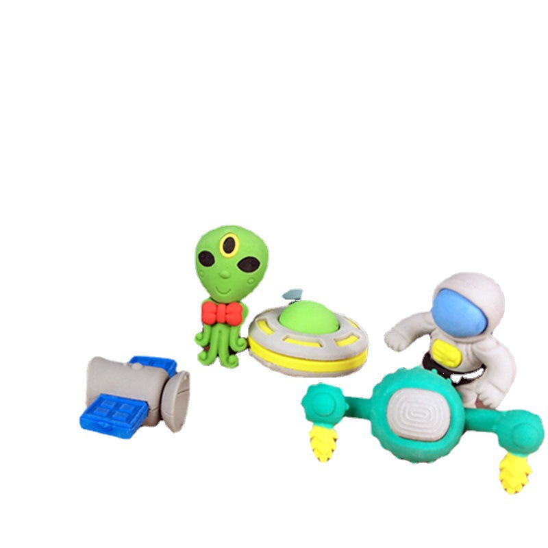 Cartoon creative rubber spaceman spacecraft alien UFO rocket shape eraser student prize gift