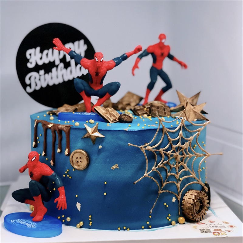 スパイダーマンケーキデコレーションオーナメントクモの巣つまようじ男の子漫画おもちゃスーパーマン誕生日ベーキングプラグイン|undefined