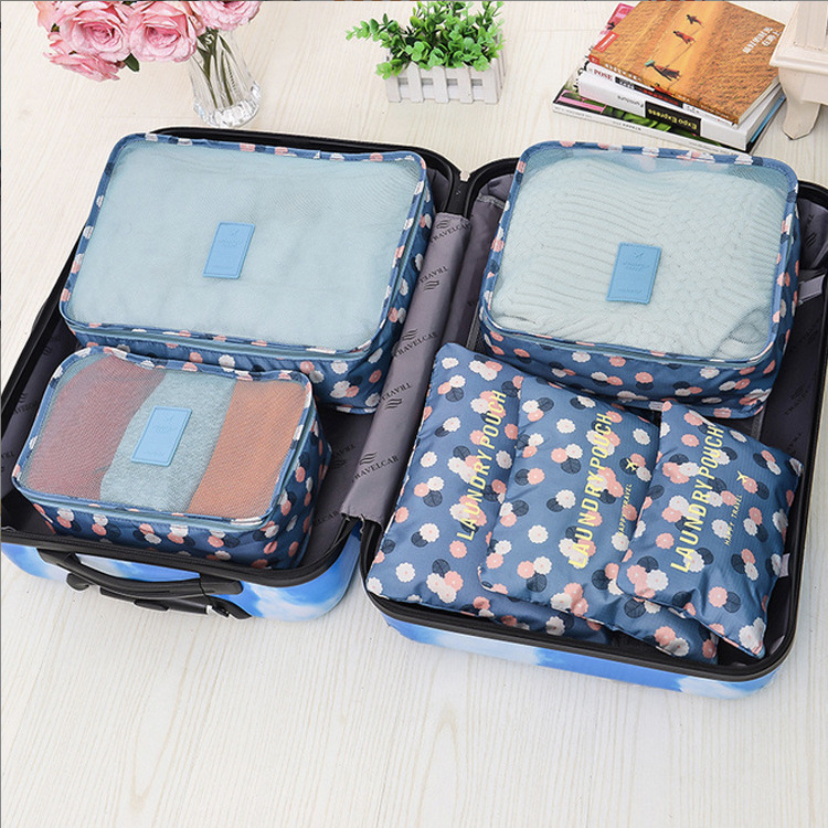 Travel storage bag 6-Piece Luggage bag set travel clothing storage finishing bag flower cloth series storage six-piece set