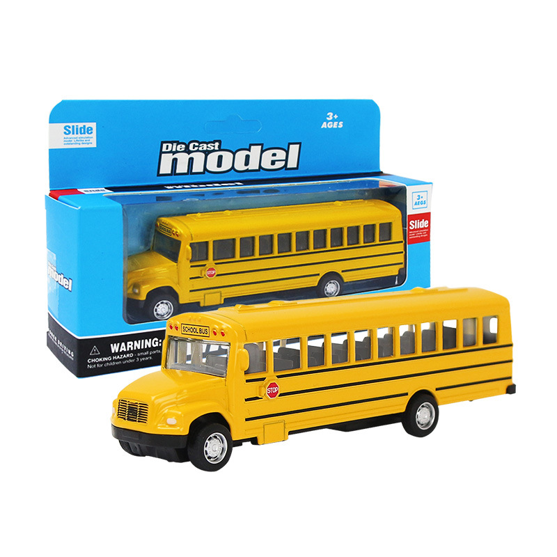 Alloy school bus bread bus American school bus model inertia scooter children's educational toys color boxed