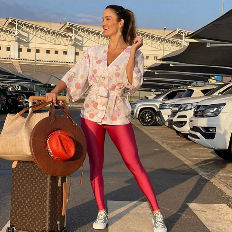 Cross-border European and American leggings Women's Outer Wear Colorful Gloss Pants Summer Tight Thin leggings Pencil Pants leggings