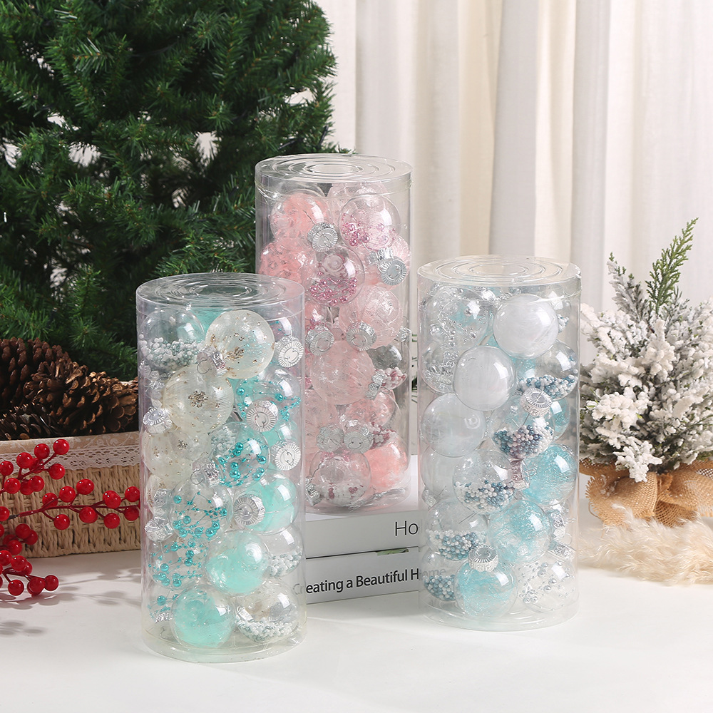 Transparent Christmas Ball Set Christmas Tree Plastic Color Ball Pendant Christmas Party Scene Atmosphere Decoration