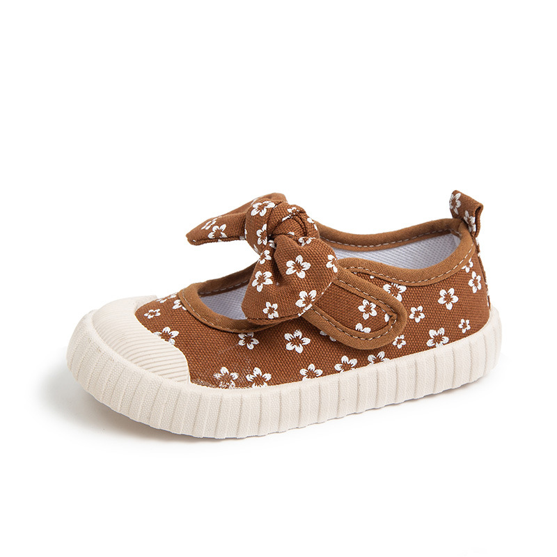 Kindergarten Baby Breathable Canvas Shoes Children's Bow Korean Style Soft-soled Children's Shoes Breathable Student Sandals Spring and Autumn Trendy