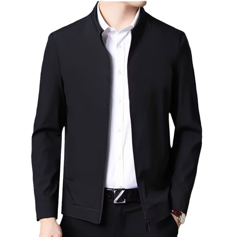 Men's jacket Spring and Autumn new casual jacket men's middle-aged and elderly men's jacket loose stand collar business dad wear