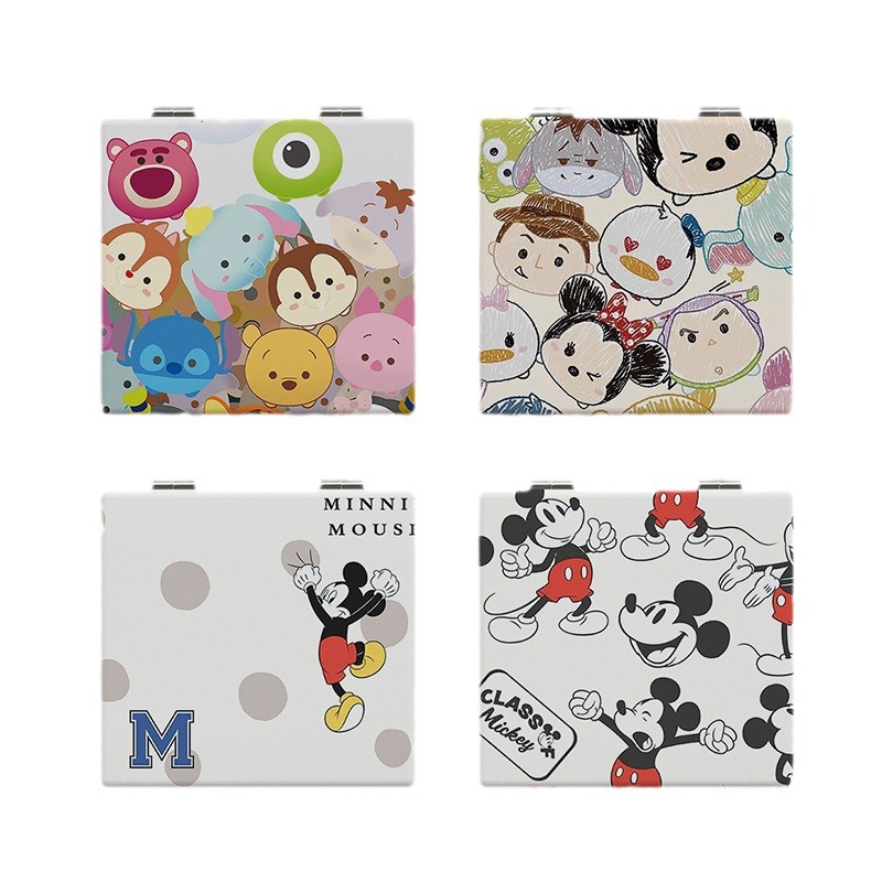 Cute strawberry bear Mickey Mouse small mirror portable mirror folding makeup mirror student dormitory desktop makeup mirror