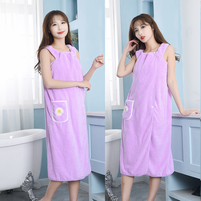 Factory Long Sleeve Can Wear Bath Skirt Knee-Length Corset Bath Towel Adult Plus Size Bath Towel Dress Sauna Swimming Shower Towel