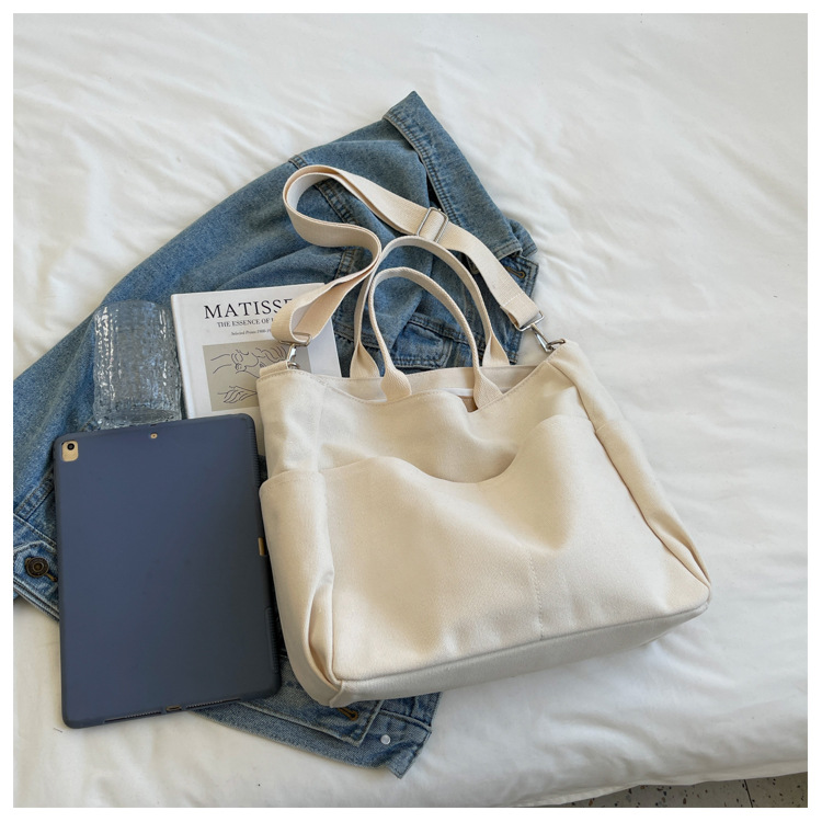 Damentasche Großhandel Große Kapazität Trendy Modische Canvas Tasche Koreanische Ins Style Retro Einfache Pendeln Casual Umhängetasche_voghion.com
