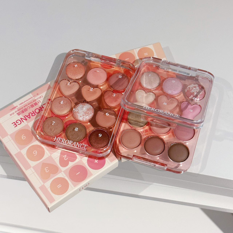 HERORANGE ~ heart twelve color eyeshadow plate Matte Pearlescent glitter waterproof not easy to take off makeup cheap makeup plate