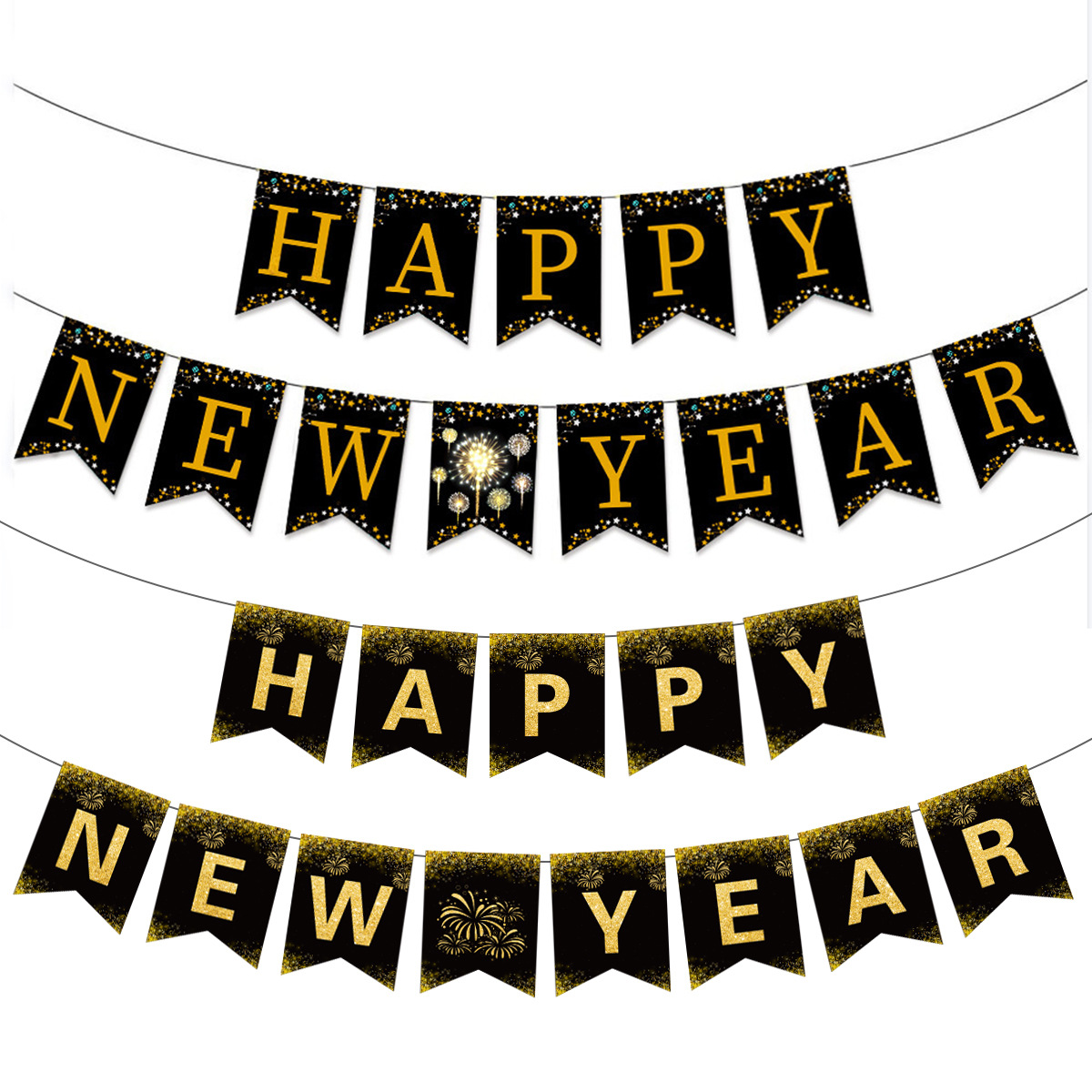 Cross-border New Year Bronzing Flag 2023 New Year Party Party Decoration Paper Banner Wholesale