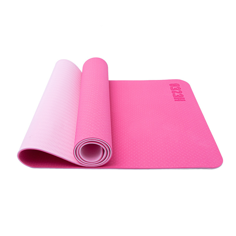 Two-color TPE Yoga Mat Long Gym Mat for Girls Non-slip Yoga Mat Floor Mat Home Printable Logo