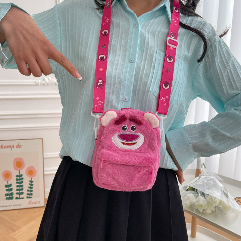 Cute Plush Bag 2024 New Girl Shoulder Crossbody Mobile Phone Bag Japanese Grab Doll Children's Cartoon Bag
