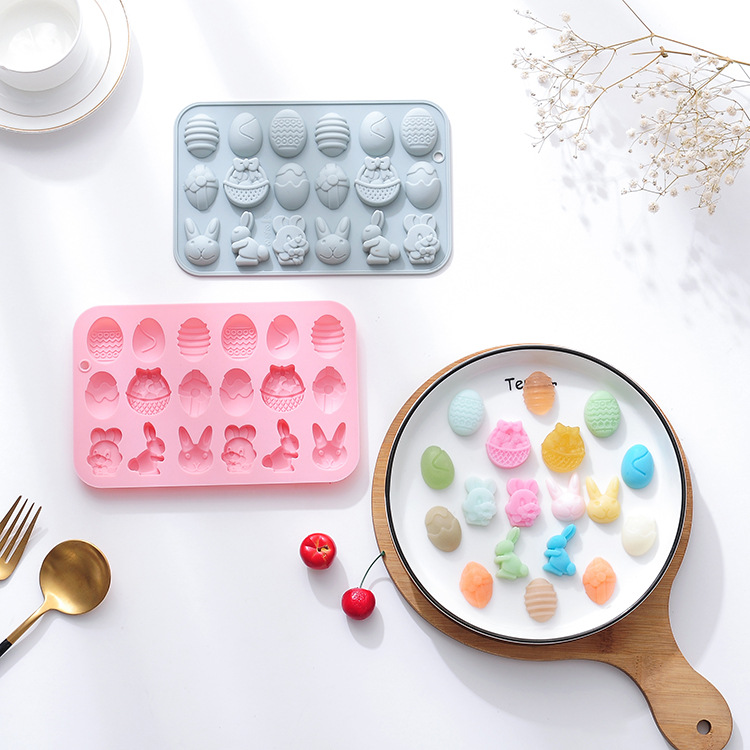 Spot silicone 18 even Easter egg rabbit chocolate mold ice mold Easter day DIY egg pattern cake mold