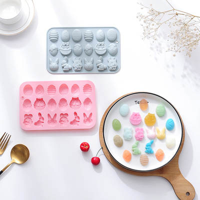 Spot silicone 18 even Easter egg rabbit chocolate mold ice mold Easter day DIY egg pattern cake mold