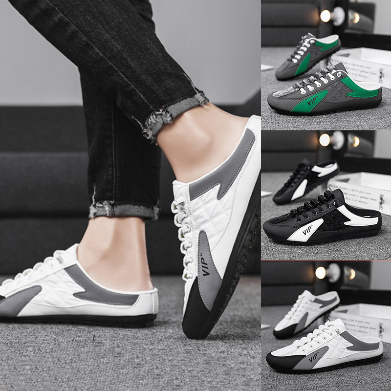 2025 Spring and Summer Men's Flat Casual Shoes Trendy Soft Bottom Driving Shoes Half Shoes Men's Trendy Shoes Bean Shoes
