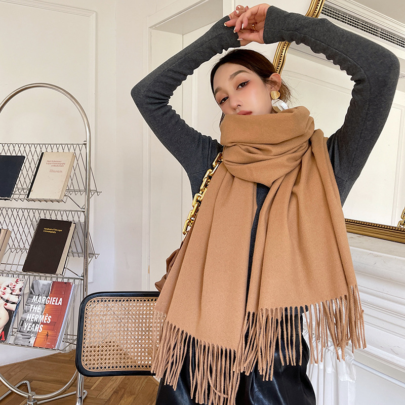 2024 Soft Imitation Cashmere Scarf Women's Autumn and Winter Korean Style New Warm Couple Scarf Cold-proof Outer Long Shawl