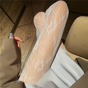 Cross-border New Internet Celebrity Fishnet Stockings ins European and American Trendy Jacquard Pantyhose Skull cosplay Sexy Black Silk Stockings