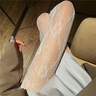 Cross-border New Internet Celebrity Fishnet Stockings ins European and American Trendy Jacquard Pantyhose Skull cosplay Sexy Black Silk Stockings