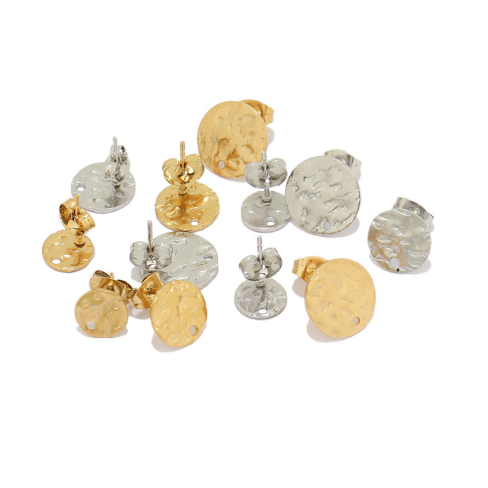Stainless steel vintage embossed round piece with hole earrings DIY pendant earrings accessories wholesale earrings ear buckle accessories