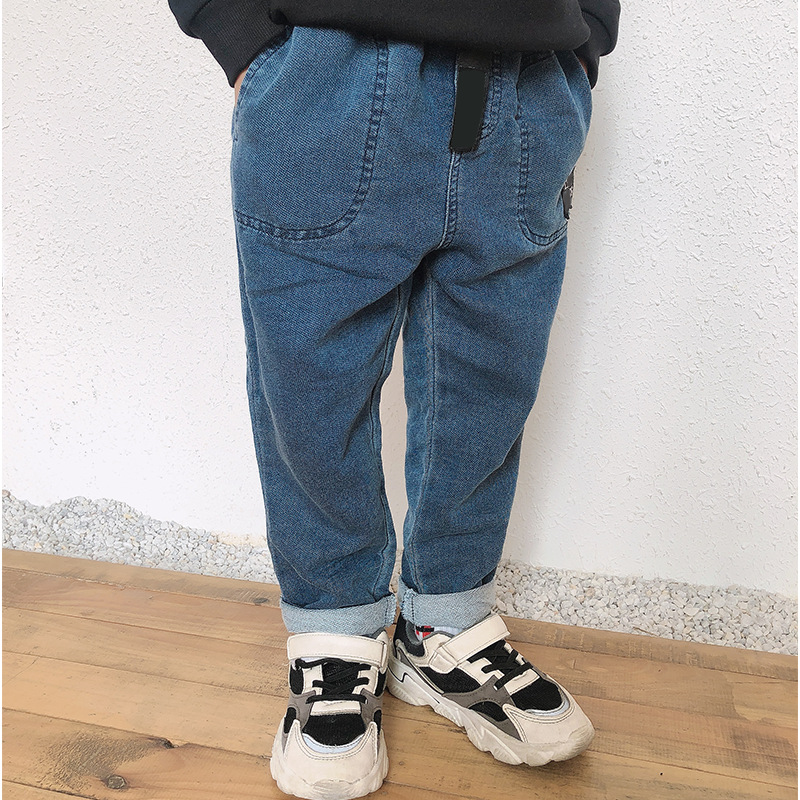 Japanese Early Autumn New Children's Wear Jeans Korean Style Western Style Children's Trousers for Boys Elastic Loose Autumn Bottoms