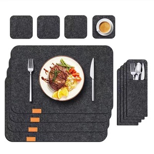 New Amazon felt placemat absorbent non-slip insulation pad thickened non-woven Western placemat home table mat