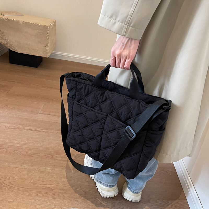 特包菱格刺繍糸ショルダーバッグ大容量ナイロン布バッグ女子学生授業斜めショルダーバッグ通勤ハンドバッグ|undefined