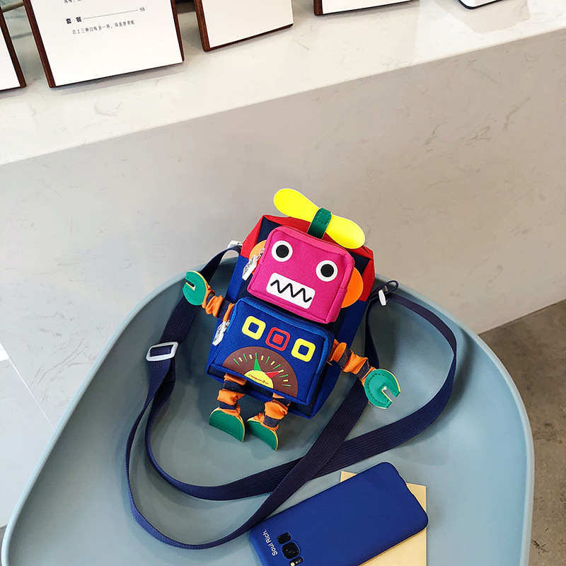 2021 New Japanese girl mobile phone bag creative cartoon robot disco coin purse color all-match messenger bag