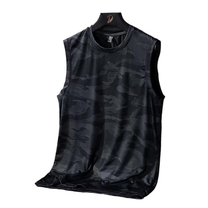 Fashionable Breathable Quick-drying Camouflage Ice Silk Waistcoat Men's Summer Thin Sports T-shirt Loose Sleeveless T-shirt for Men