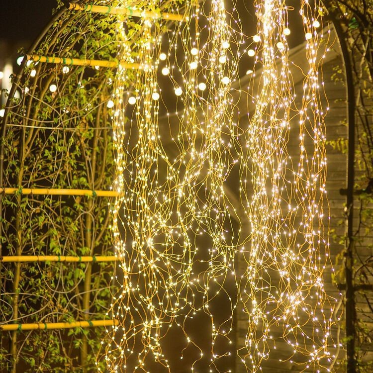 Solar light string tree Vine light copper wire light string outdoor waterproof waterfall Christmas horse tail light spray light LED lights