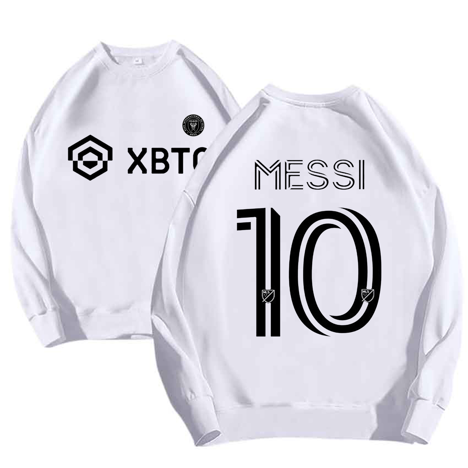 Autumn and winter american fashion men's and women's same style football star printed round neck loose fleece-lined sweater wholesale
