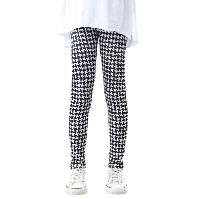 Girls' pants summer thin children's stretch leggings baby milk silk printed long pants no Pilling