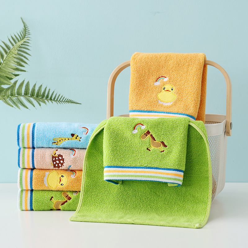 Pure cotton children's towel children's face towel cute embroidery soft absorbent boys and girls Children's towel