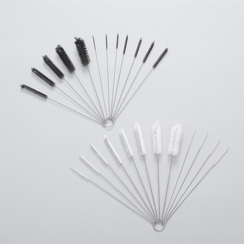Cross-border stainless steel suction pipe brush 10-piece test pipe brush nylon cleaning brush suit pipe gap brush many specifications now