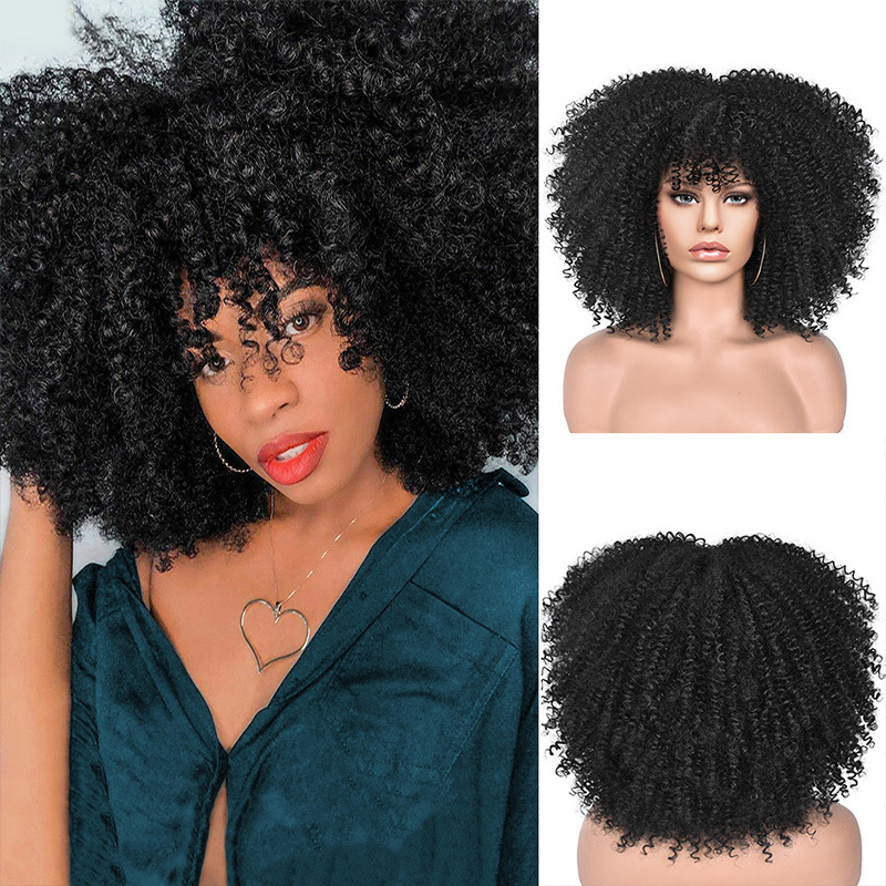 New Wig Women's Short Curly Hair African Small Curly Hair European and American Explosive Head Wig Wigs Rose Mesh Chemical Fiber Headgear