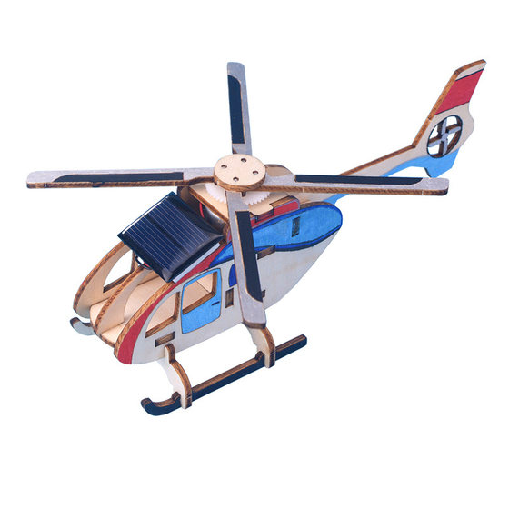 Wooden diy aircraft solar powered helicopter technology small production steam science experiment science and education toys