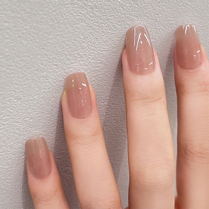 Wear nail nude color Pearl fine flash manicure finished product wholesale wear nail art advanced fake nail piece removable nail art