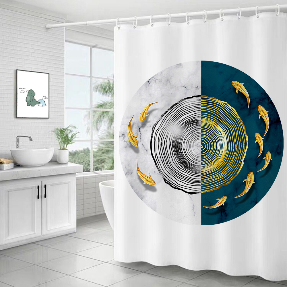 Manufacturers cross-border direct supply of gold series home digital printing non-perforated toilet partition curtain shower curtain