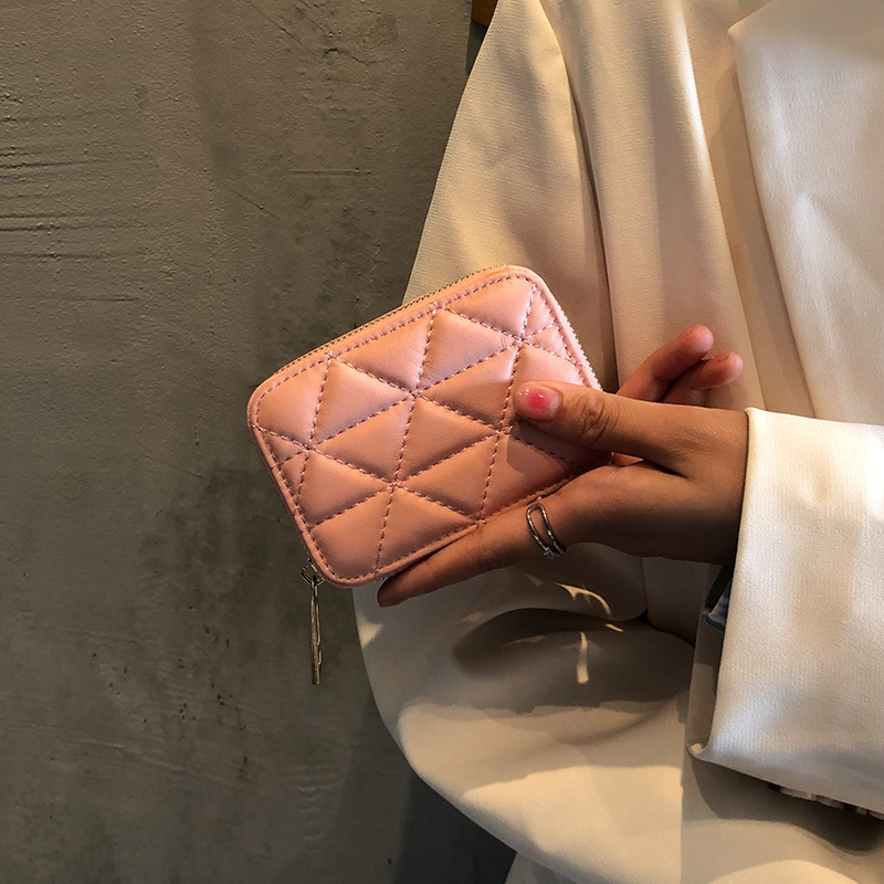 Sheepskin genuine leather mouth red envelope 2022 new compact Mini Portable with mirror makeup small bag cosmetic bag