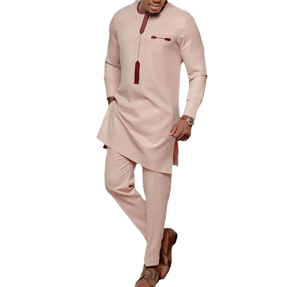 2022 New AliExpress African Ethnic Style Men's Casual Suit Printed Shirt and Pants 2 Piece Set