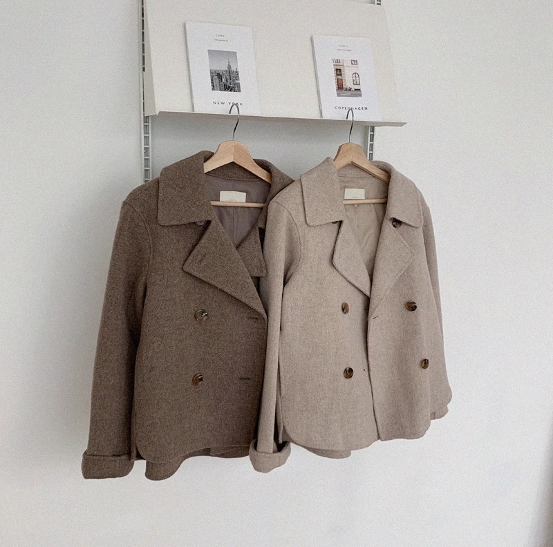 Blazer da donna in misto lana di ispirazione francese, cappotto oversize doppiopetto, elegante capospalla autunno/inverno_voghion.com
