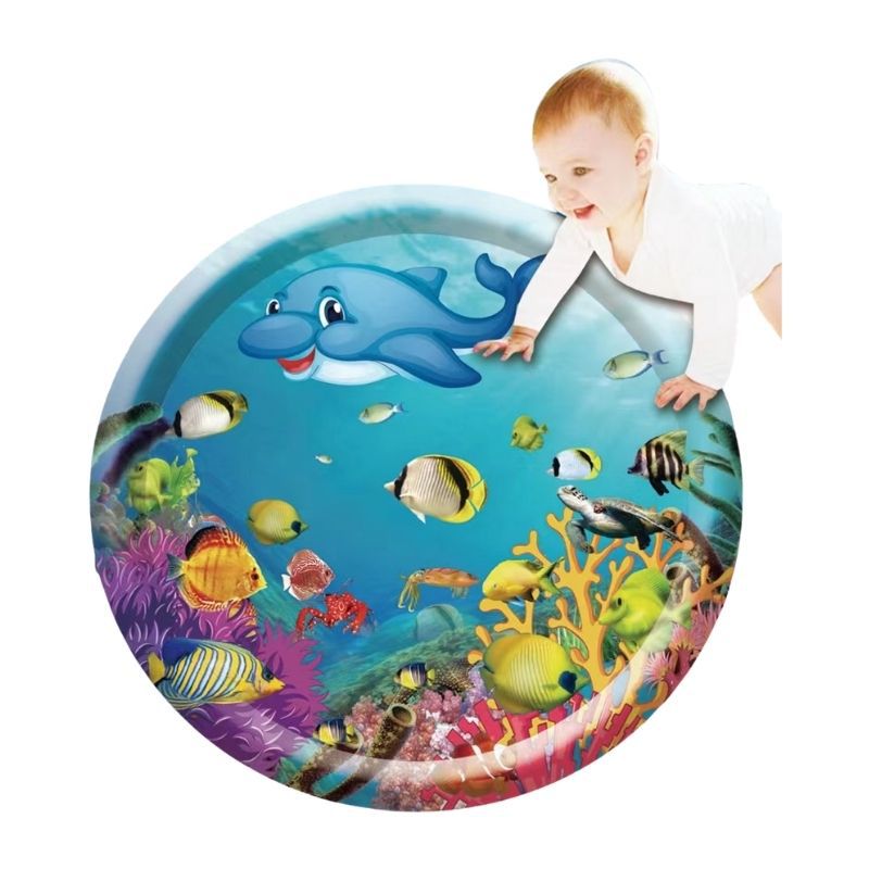 Cross-border hot sale infant inflatable racket water pad environmental protection PVC ocean world round racket pad in stock wholesale