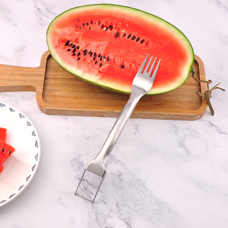 New Watermelon Cutting Artifact 430 Stainless Steel Fruit Divider Watermelon Cutter Pulp Digger Fruit Fork