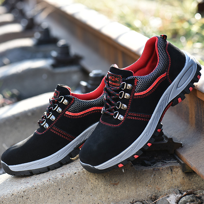 Cowhide labor protection shoes for men and women anti-smashing and anti-stab outdoor work shoes unit procurement safety shoes wear-resistant anti-scalding electric welding shoes