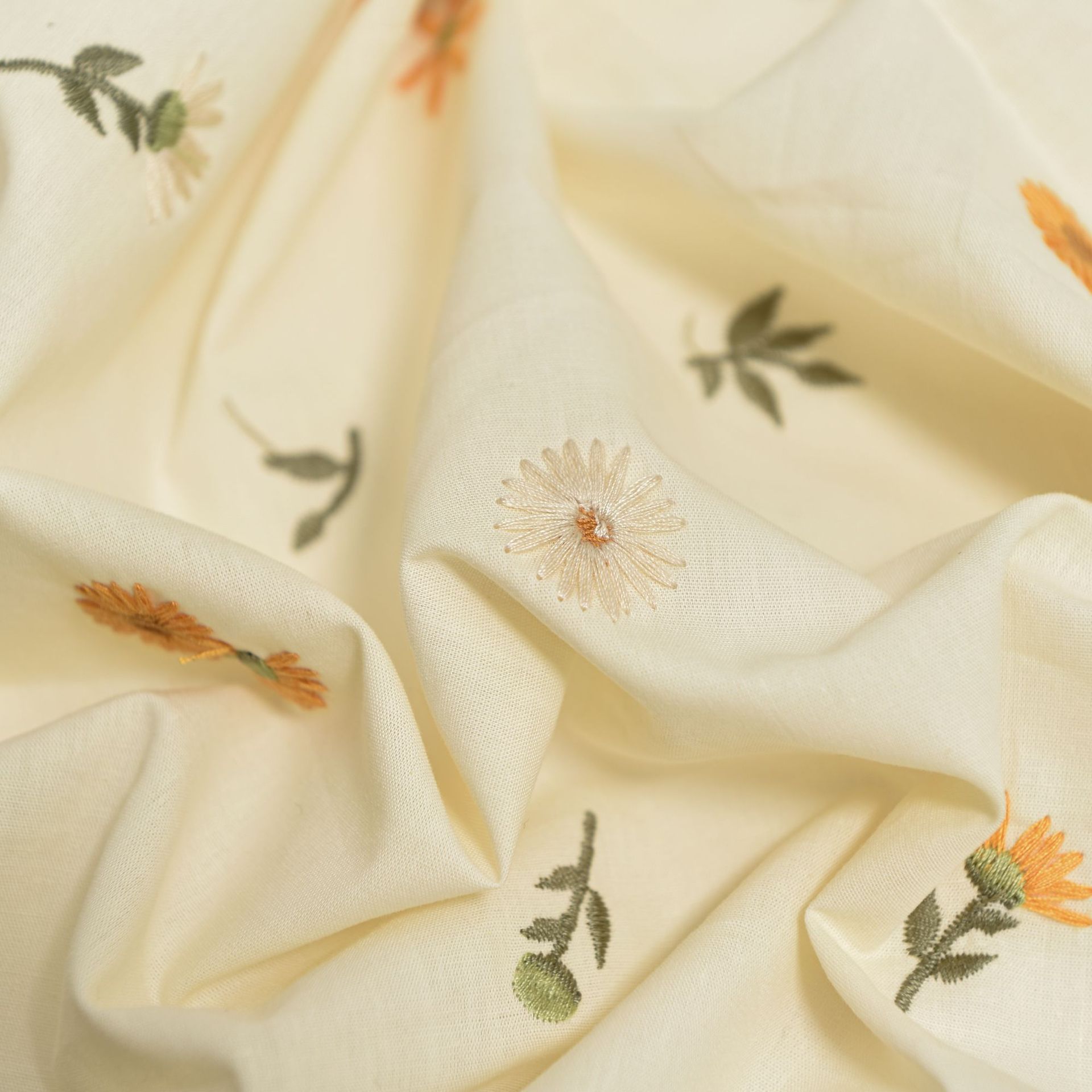 Poplin embroidery fabric beige all-cotton cloth clothing dress fabric spring style