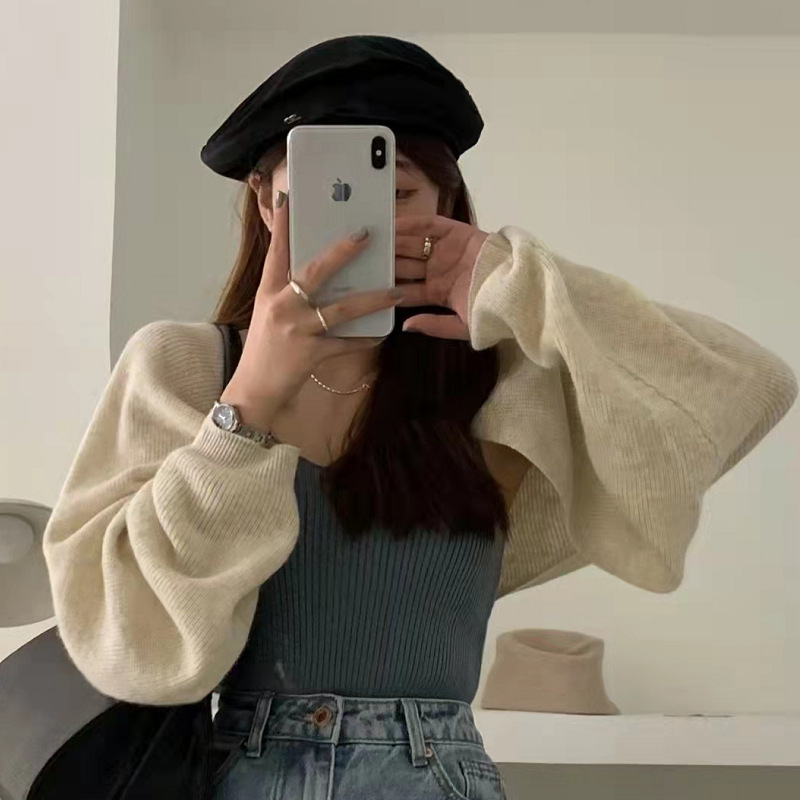 Sweater Mori Blouse Loose Lazy Loose Sun-protective Clothing for Female Students Short New Spring and Summer Hollow-out Shawl Knitted Top