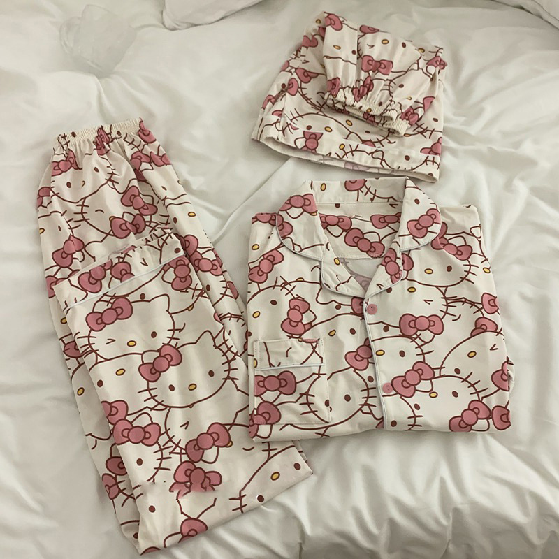 New Ins Style Hello Kitty hellokitty Home Clothes Pajamas Winter Women's Cute Sweet in stock Wholesale