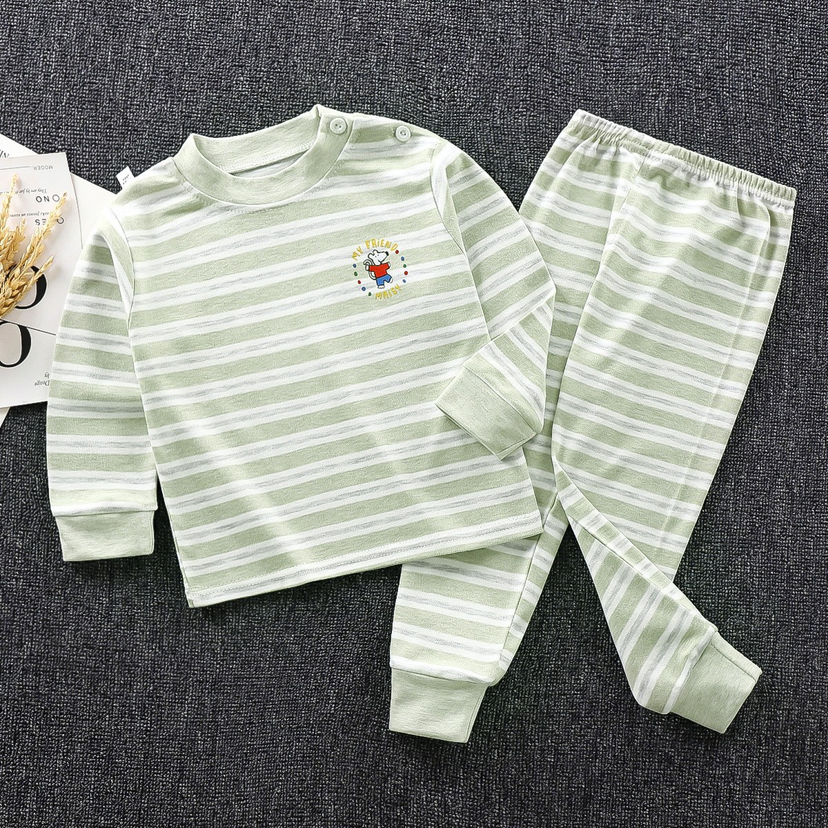 Children's Autumn Clothes and Pants suit 2023 Color Cotton Underwear Pajamas for Boys and Girls Home Clothes Baby Clothes for Autumn